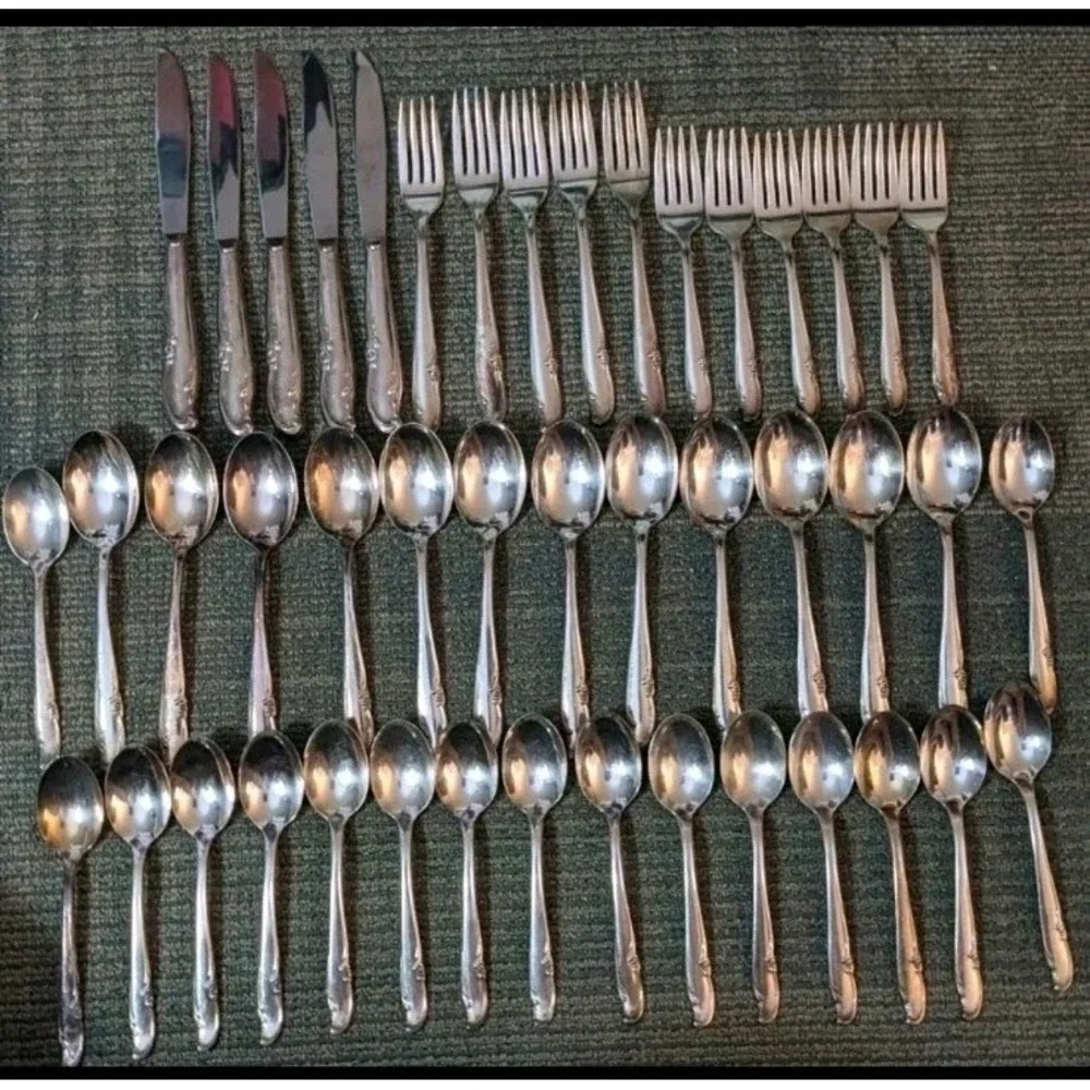 William Rogers & Co Allure Teatime Silverplate 45 pc Lot Flatware Extra Plate